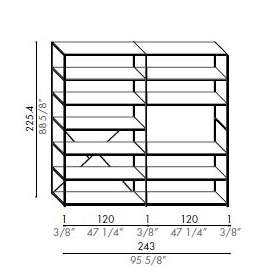 Composizione L. 243 x P. 38,8 x H. 225,4 cm
